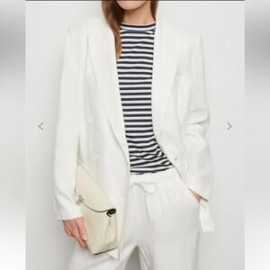 NWT Alex Mill Bre Double Breasted Blazer In Linen in White - Size M